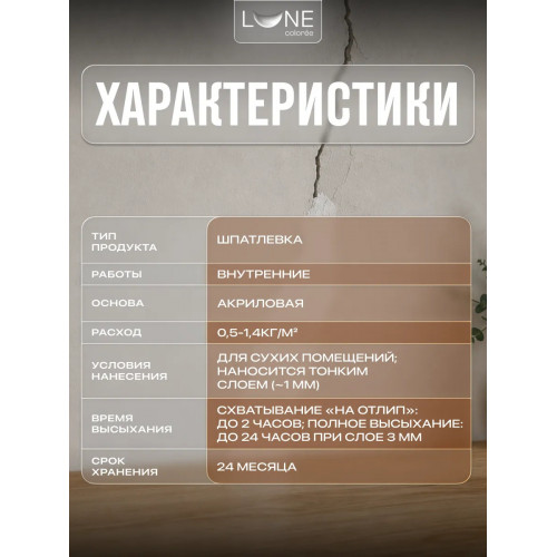 Шпатлевка акриловая для внутренних работ LUNE COLOREE 3.6 кг
