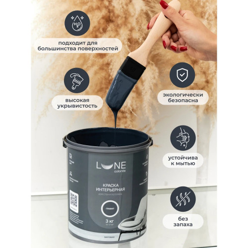 Краска интерьерная для стен и потолков матоваяLune Coloree цвет графит 1кг