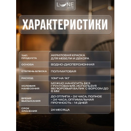 Краска для мебели и декора Lune Coloree полуматовая цвет графит 2,5 кг
