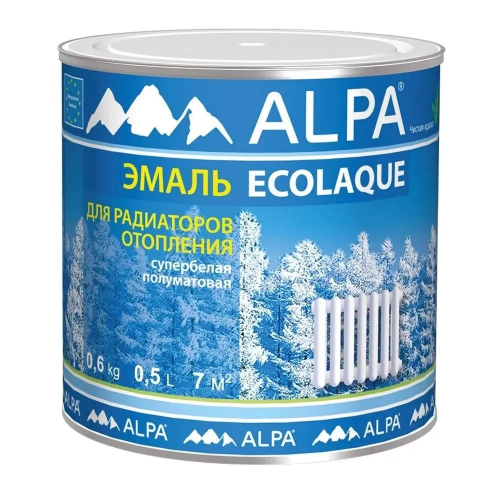 Эмаль для радиаторов Alpa Ecolaque полуматовая цвет белая 0,5 кг