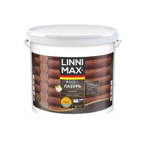 Лазурь для дерева LINNIMAX (ALPINA) АКВА акриловая лессирующая шелк-матовая цвет сосна 9 кг