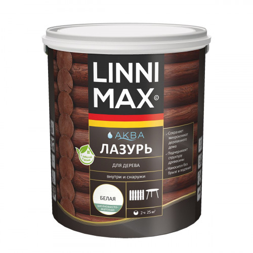 Лазурь для дерева LINNIMAX (ALPINA) АКВА акриловая лессирующая шелк-матовая, белый 0.9кг