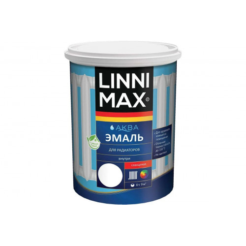 Эмаль для радиаторов акриловая LINNIMAX (ALPINA) АКВА глянцевая белая, 0.9 кг