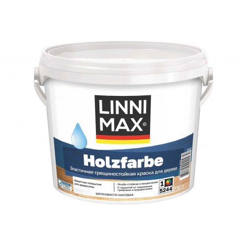 Краска по дереву LINNIMAX GRAND HOLZFARBE (CAPAROL HOLZSHUTZFARBE) акриловая шелковисто-матовая для внутренних/наружных работ база 1, 2,5 кг