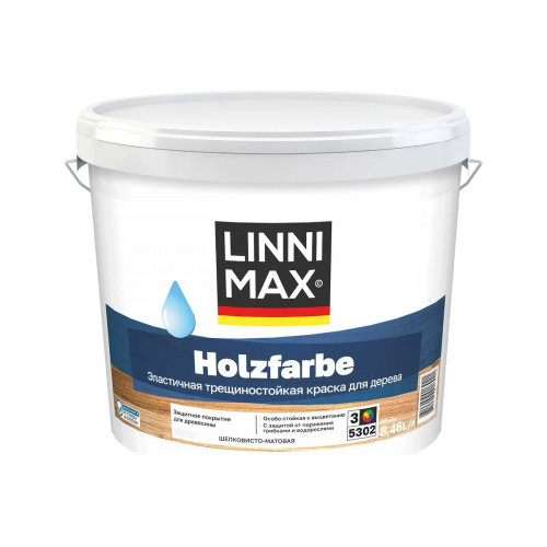 Краска по дереву LINNIMAX GRAND HOLZFARBE (CAPAROL HOLZSHUTZFARBE) акриловая шелковисто-матовая для внутренних/наружных работ база 3, 8,46 кг