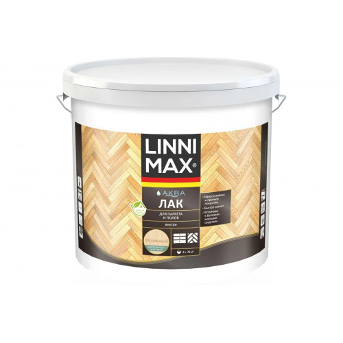 Лак акриловый для паркета и полов LINNIMAX (ALPINA) шелковисто-матовый прозрачный для внутренних работ 9 кг