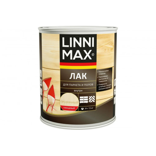 Лак алкидно-уретановый LINNIMAX (ALPINA) для паркета и полов глянцевый бесцветный для внутренних работ 0,75 кг