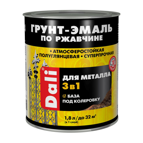 Грунт-эмаль по ржавчине 3 в 1 DALI для внутренних и наружных работ база A 0.7 л