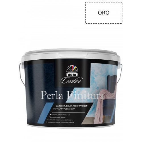 Лак декоративный акриловый лессирующий Dufa Creative Perla Finitura перламутровый база ORO (золотой эффект) 2,5 кг