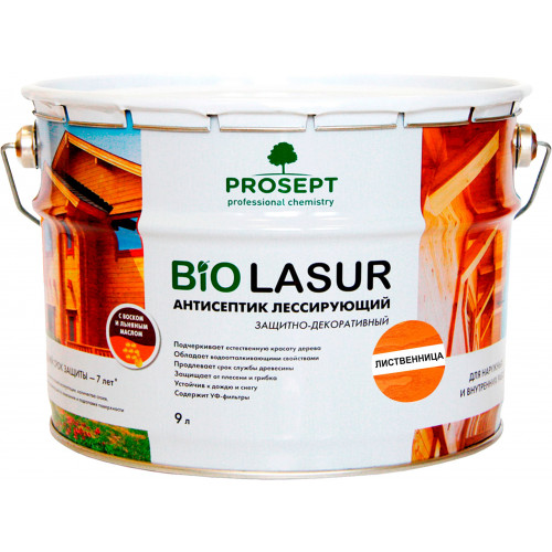 Антисептик лессирующий защитно-декоративный Prosept Bio Lasur цвет лиственница 9 л