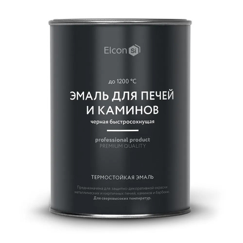 Эмаль термостойкая для печей и каминов Elcon черная (до 1200°С) 0.8 кг (1/12)