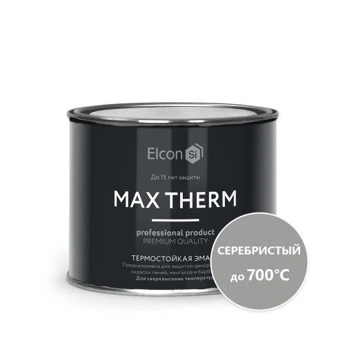 Термостойкая эмаль Elcon "MAX THERM" серебристая (до 700°С) 0.4 кг (1/24)