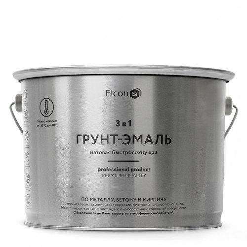 Грунт-эмаль по ржавчине 3 в 1 ELCON матовая чёрная 2 кг (1/4)