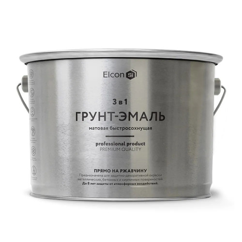 Грунт-эмаль по ржавчине 3 в 1 ELCON матовая графит 10 кг