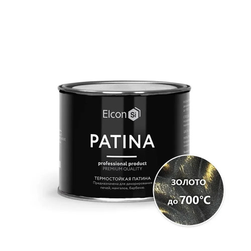 Краска декоративная термостойкая ELCON "PATINA" золото 0.2 кг (1/20)