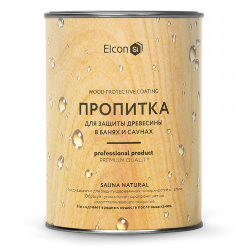 Пропитка водоотталкивающая для бани и сауны ELCON "Sauna Natural" 0.9 кг (1/12)
