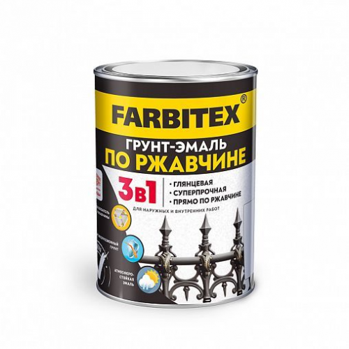 Грунт-эмаль по ржавчине 3 в 1 Farbitex алкидная глянцевая цвет графит 1,8 кг