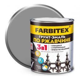 Грунт-эмаль по ржавчине 3 в 1 Farbitex алкидная глянцевая цвет светло-серый 1,8 кг