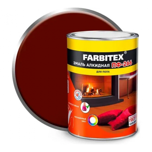 Эмаль для пола ПФ-266 Farbitex алкидная глянцевая цвет красно-коричневая 0,8 кг