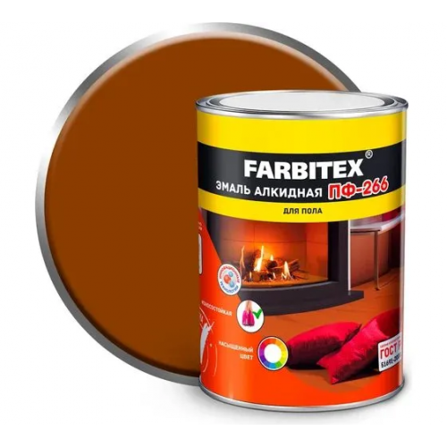 Эмаль для пола ПФ-266 Farbitex алкидная глянцевая цвет золотистая 0,8 кг