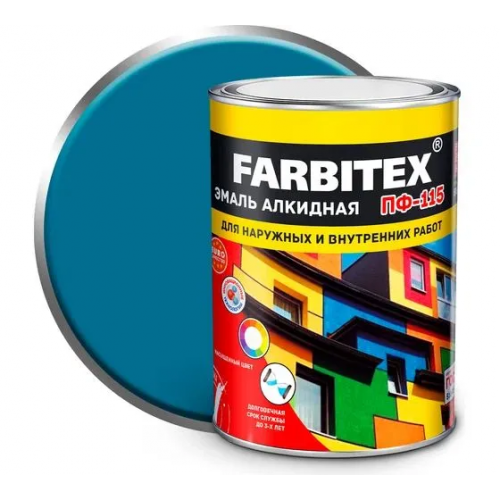 Эмаль ПФ-115 Farbitex алкидная глянцевая цвет голубая 0,8 кг