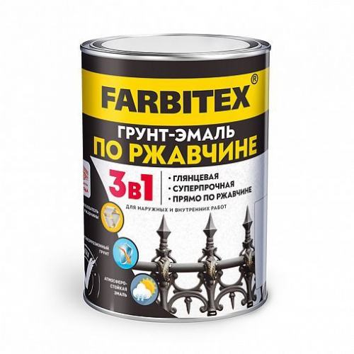 Грунт-эмаль по ржавчине 3 в 1 Farbitex алкидная глянцевая цвет шоколадная 0,8 кг
