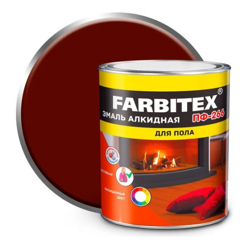 Эмаль для пола ПФ-266 Farbitex алкидная глянцевая цвет красно-коричневая 1,8 кг 