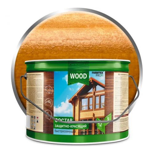 Защитно-декоративное покрытие для дерева Farbitex Profi Wood быстросохнущее цвет калужница 0,75 кг