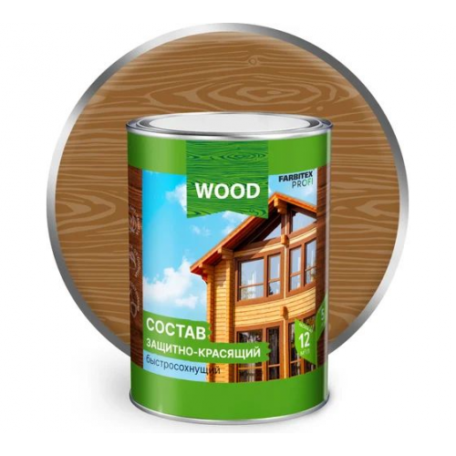 Защитно-декоративное покрытие для дерева Farbitex Profi Wood быстросохнущее цвет рябина 0,75 кг