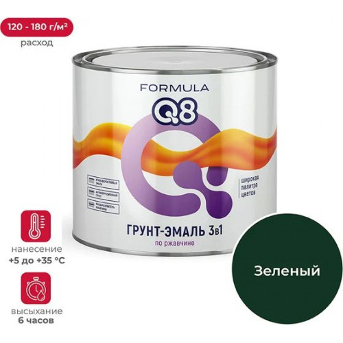 FORMULA Q8 Грунт-эмаль по ржавчине зеленая 1.9 кг