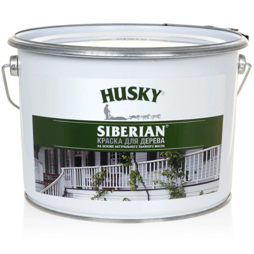 Фасадная краска для дерева на льняном масле Husky Siberian база С 9 л