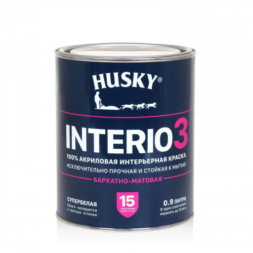 Краска для стен и потолков HUSKY Бархатно-матовая белая - 20 °C база А 0.9 кг