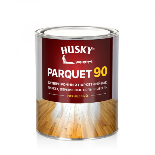 Лак паркетный суперпрочный Husky Parquet 90 глянцевый 0.9 кг