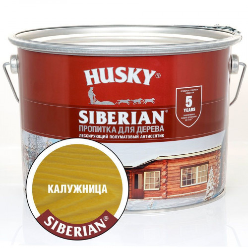 Антисептик-пропитка для дерева HUSKY SIBERIAN защитно-декоративный полуматовый калужница 9 кг