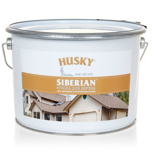 Краска для дерева HUSKY SIBERIAN акриловая полуматовая база С 9 кг (бесцветная, с натуральным воском)