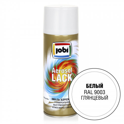 JOBI Эмаль аэрозольная глянцевая белая RAL 9003 520 мл