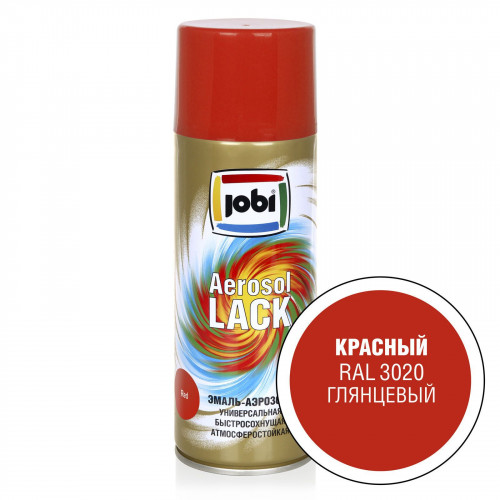 JOBI Эмаль аэрозольная глянцевая красная RAL 3020 520 мл