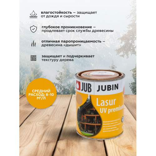 Лазурная пропитка для дерева JUB Lasur UV Premium бук, 0.75 л