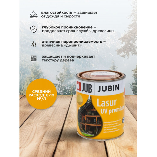 Лазурная пропитка для дерева JUB Lasur UV Premium дуб, 2.5 л