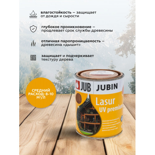 Лазурная пропитка для дерева JUB Lasur UV Premium махагон, 2.5 л
