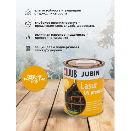 Лазурная пропитка для дерева JUB Lasur UV Premium сосна, 2.5 л