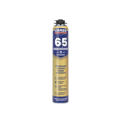 Пена монтажная KRASS Professional V65 пистолетная всесезонная 0,82 л РБ