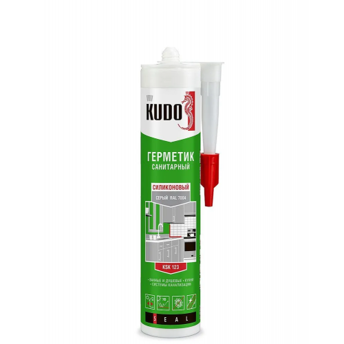 Герметик силиконовый санитарный KUDO KSK-123 цвет сигнальный серый RAL 7004 280 мл