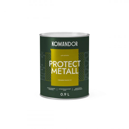 Грунт-эмаль по ржавчине 3 в 1 KOMANDOR PROTECT METALL глянцевая база А 0.9 кг