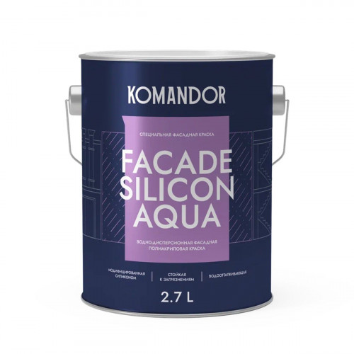 Краска фасадная водоотталкивающая KOMANDOR FACADE SILICON AQUA база С 2.7 кг