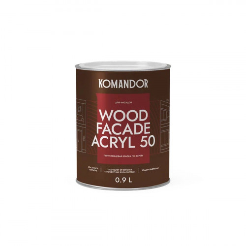 Краска по дереву KOMANDOR WOOD FACADE ACRYL 50 база С 0.9 кг