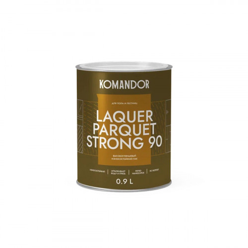 Лак для стен и полов KOMANDOR LAQUER PARQUET STRONG 90 высокоглянцевый 0.9 кг