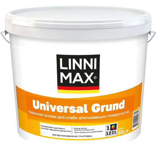 Грунтовка LINNIMAX (CAPAROL) UNIVERSAL GRUND пигментированная водно-дисперсионная универсальная для внутренних/наружных работ 10 кг