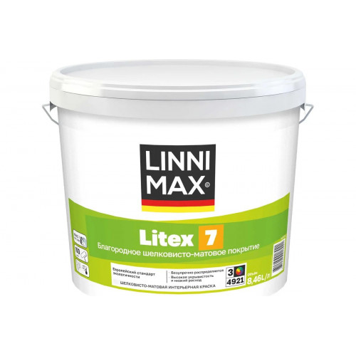 Краска для стен LINNIMAX (CAPAROL SAMTEX 7) LITEX 7 латексная шелковисто-матовая для внутренних работ база 3, 8,46 кг