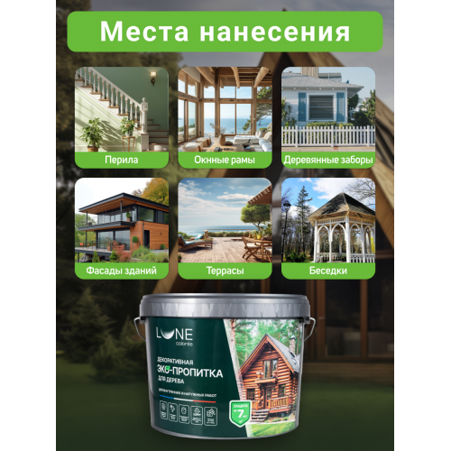 Декоративная эко пропитка для дерева Lune Coloree цвет палисандр 9 кг
